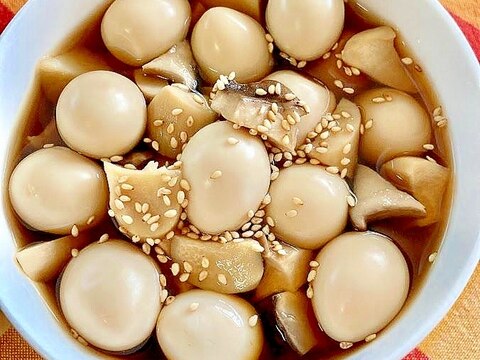 簡単でうまい！うずらの卵とエリンギのめんつゆ煮